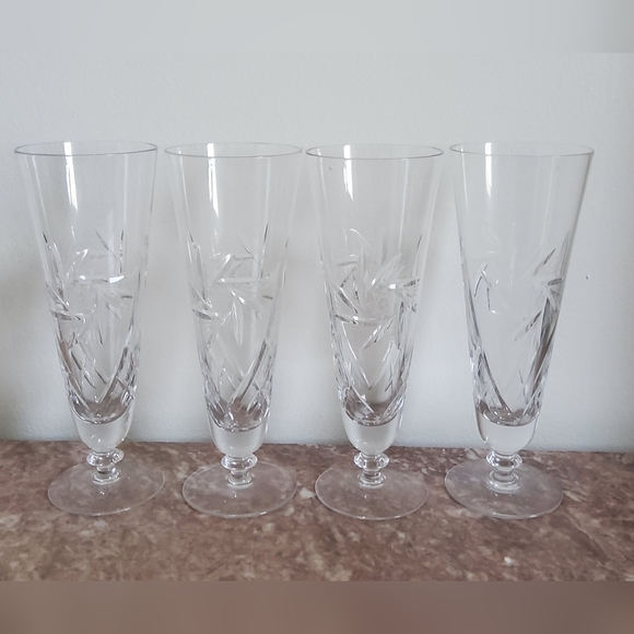 Vintage Bohemian Crystal Champagne Glasses set of 4 - Picture 1 of 5